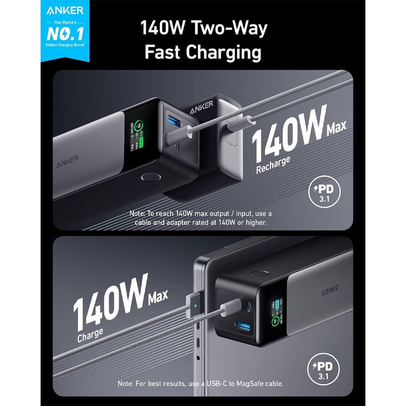 پاوربانک 140 وات انکر مدل Anker 737 Power Bank PowerCore 24000mAh A1289