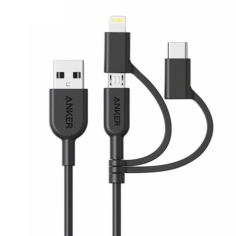 کابل شارژ 3 در 1 انکر مدل  Anker PowerLine II 3-in-1 Cable A8436