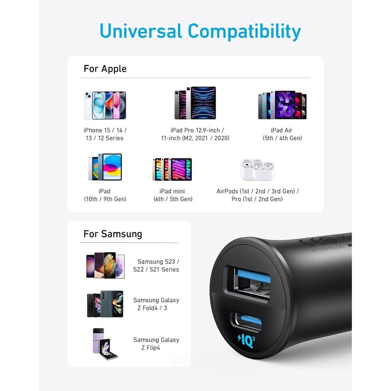 شارژر فندکی 30 وات انکر مدل Anker USB-C Car Charger 30W A2741 16 شارژر فندکی 30 وات انکر مدل Anker USB-C Car Charger 30W A2741